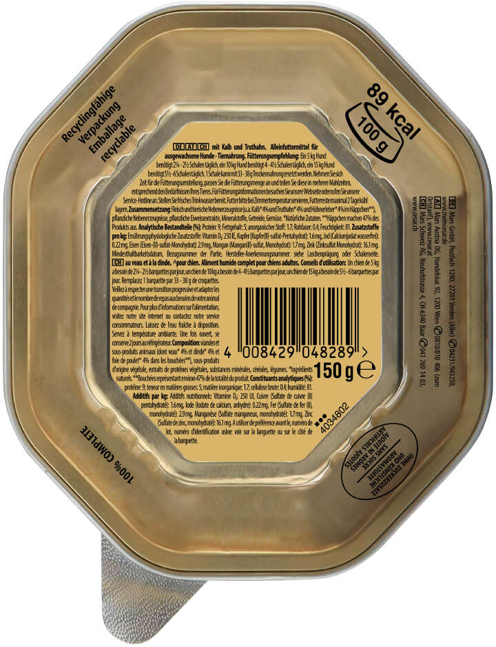 Cesar Hunde-Nassfutter Landküche  mit Kalb und Truthahn in köstlicher Sauce 150 g